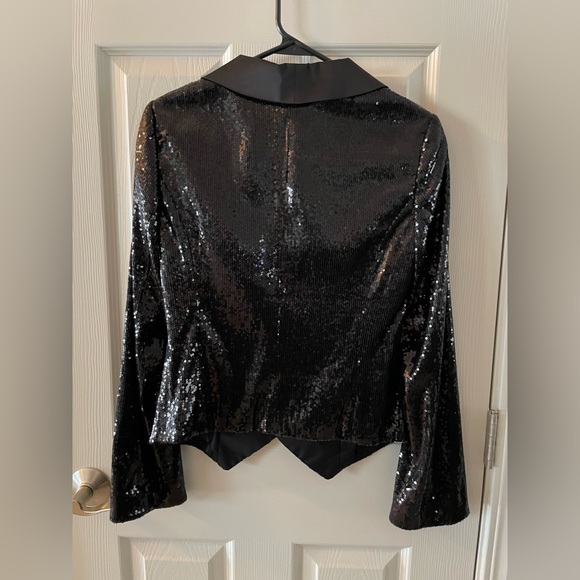 Black sequin tuxedo jacket - Picture 2 of 3